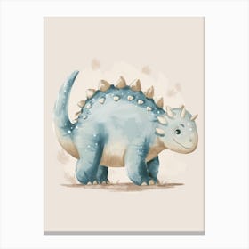 Cute Ankylosaurus Dinosaur Watercolour 2 Canvas Print