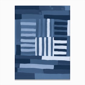 Painted Color Block Grid In Blue Canvas Print