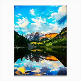 Maroon Bells And Lake At Sunrise, Colorado, Usa Canvas Print