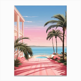 An Illustration In Pink Tones Of Palm Beach Sydney Australia 2 Canvas Print