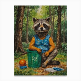 Raccoon In The Woods 2 Canvas Print