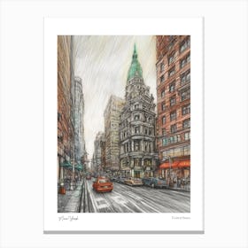 New York United States Drawing Pencil Style 1 Travel Poster Canvas Print