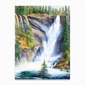 The Lower Falls Of The Lewis River, United States Water Colour  (3) Canvas Print
