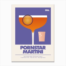 Pornstar Martini, Cocktail Print (Purple) Canvas Print