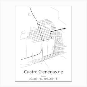 Cuatro Cienegas De Carranza,Mexico Minimalist Map Canvas Print