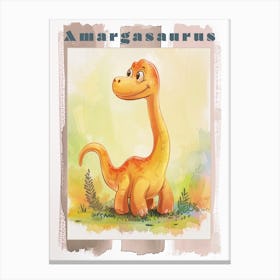 Cute Cartoon Amargasaurus Dinosaur 2 Poster Canvas Print