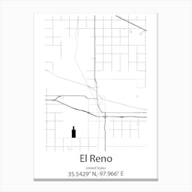 El Reno,United States Minimalist Map Canvas Print