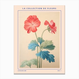 Geranium French Flower Botanical Poster Canvas Print