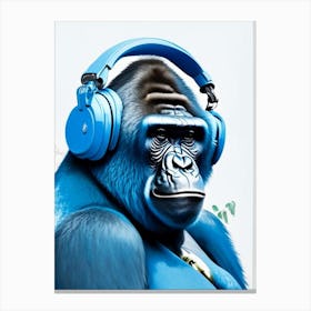 Gorilla With Headphones Gorillas Decoupage 1 Canvas Print