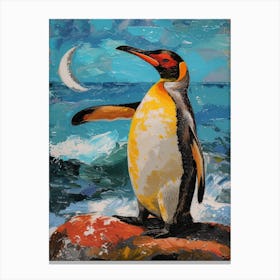 Galapagos Penguin Half Moon Island Colour Block Painting 1 Canvas Print