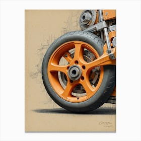 Orange Motorcycle Wheel 1 Canvas Print