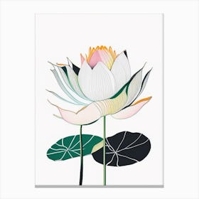 American Lotus Abstract Line Drawing 5 Canvas Print