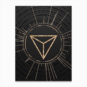 Geometric Glyph Abstract in Gold with Radial Array Lines on Dark Gray n.0022 Canvas Print