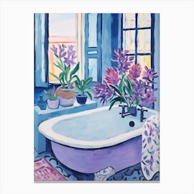 A Bathtube Full Lavender In A Bathroom 2 Canvas Print