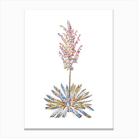 Stained Glass Adam's Needle Mosaic Botanical Illustration on White n.0008 Canvas Print