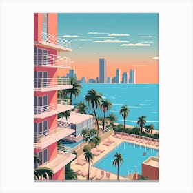Miami Beach Florida, Usa, Graphic Illustration 1 Canvas Print