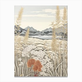 Fujibakama Japanese Silver Grass 3 Japanese Botanical Illustration Canvas Print