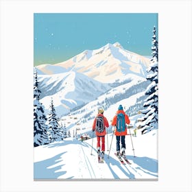 Big Sky Resort   Montana Usa, Ski Resort Illustration 3 Canvas Print