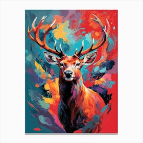 Vivid Red Deer Canvas Print