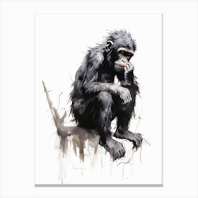 Watercolour Thinker Monkey 2 Canvas Print
