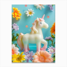 Toy Pastel Unicorn With Flowers 1 Canvas Print
