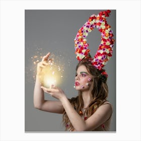 Young Woman Holding A Magic Wand Canvas Print