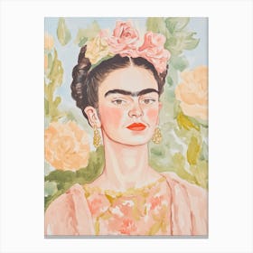 Frida With Botanical Background Canvas Print