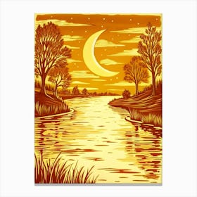 Sunset By The River Vector Canvas Print