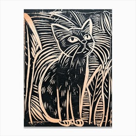 Balinese Cat Linocut Blockprint 2 Canvas Print
