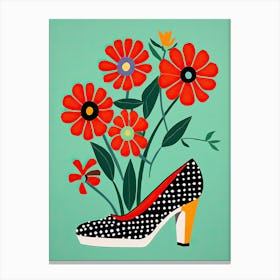 Shoe and poppies Canvas Print