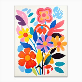 Whimsical Flower Ballet; Henri Matisse Style Colorful Flower Market Canvas Print