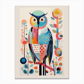 Colourful Scandi Bird Owl 2 Canvas Print