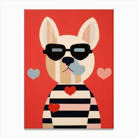 Little Dog 3 Wearing Sunglasses Canvas Print