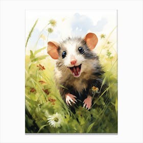 Adorable Chubby Possum Running In Field 2 Canvas Print