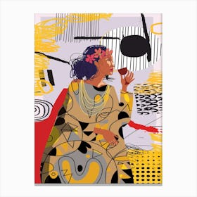 Woman Drinking Wine Canvas Print