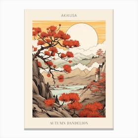Akikusa Autumn Dandelion 1 Japanese Botanical Illustration Poster Canvas Print