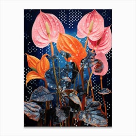 Surreal Florals Flamingo Flower 1 Flower Painting Canvas Print