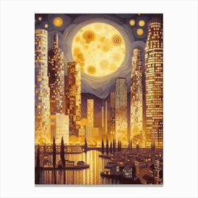 Los Angeles City Inspired By Klimt Canvas Print