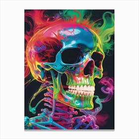 Neon Iridescent Skull Painting (20) Canvas Print