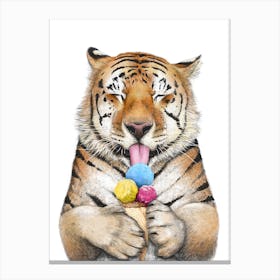 Tiger With Ice Cream Canvas Print