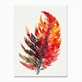 Fire Fern Watercolour Canvas Print