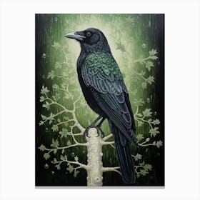 Ohara Koson Inspired Bird Painting Raven 2 Canvas Print