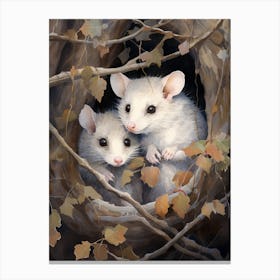 Adorable Chubby Baby Possum With Mother 1 Canvas Print