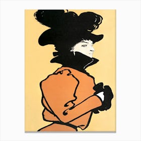 Vintage Woman In Orange Dress Illustration, Edward Penfield Canvas Print