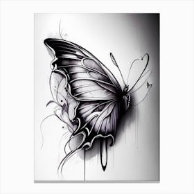 Butterfly Outline Graffiti Illustration 2 Canvas Print