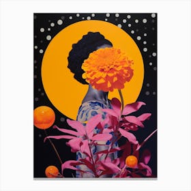 Surreal Florals Marigold 3 Flower Painting Canvas Print