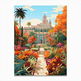 Balboa Park, Usa In Autumn Fall Illustration 2 Canvas Print