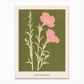 Pink & Green Snapdragon 3 Flower Poster Canvas Print