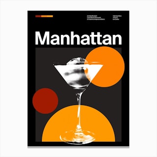 Mid Century Dark Manhattan Cocktail Canvas Print