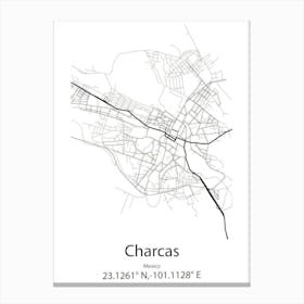 Charcas,Mexico Minimalist Map Canvas Print